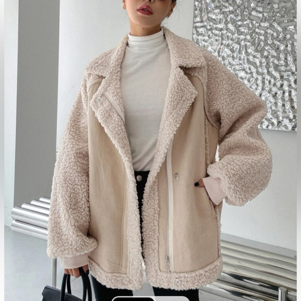 NWOT shearling coat zip up teddy jacket